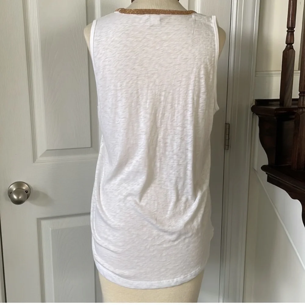 J. Crew gold Beaded Neckline Tank Top cream size Large